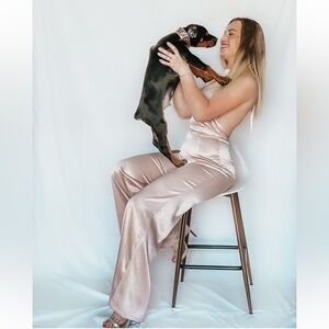 Leith Blush Halter Jumpsuit